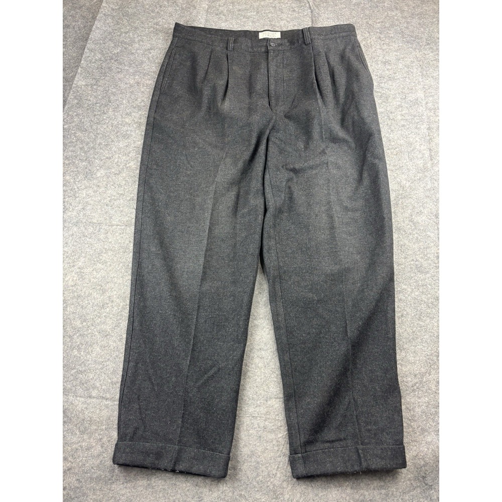 VTG HEATHER TWEED Wool Italy Trousers Gray Dress Pant Mens 40x30 Old Money  SEE